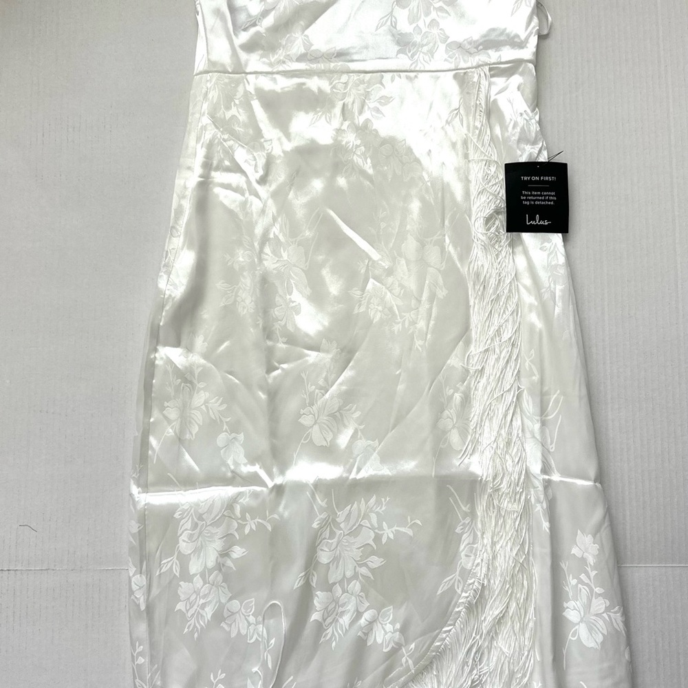 Lulu's Ivory Satin Floral Gown